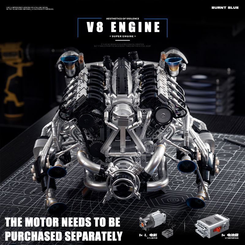 Model Kit Engine - MOC Supercar V8 Motor Yapım Blokları